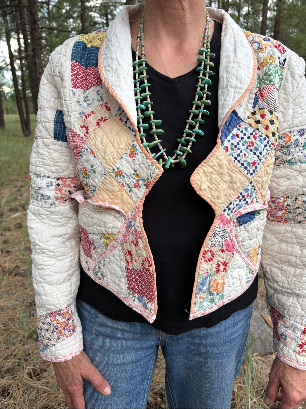 Prairie Romance Quilted Heart Pockets Patchwork Jacket size 0-6 - Picture 2 of 14